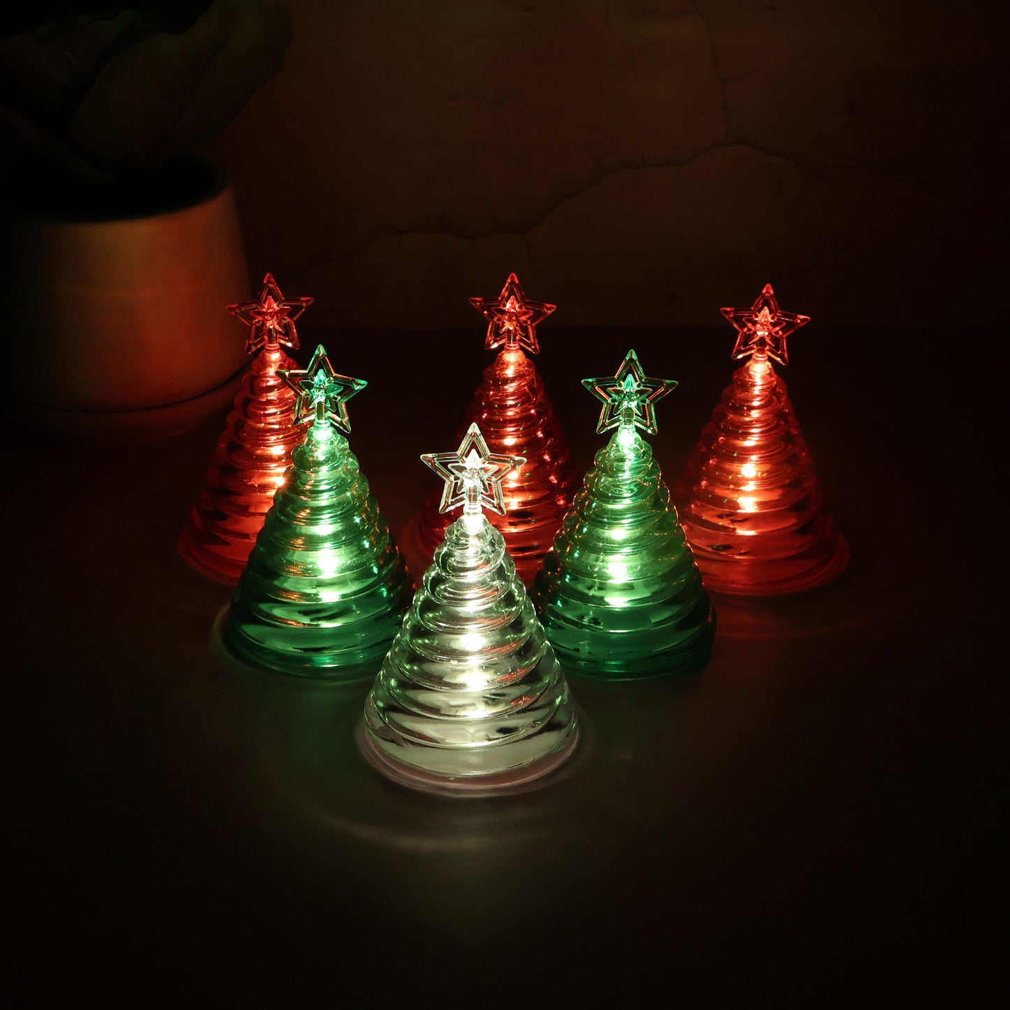 Set of 6 LED Mini Christmas Tree Lights - Battery Operated Cone Lamps - Happy Price - Image 4