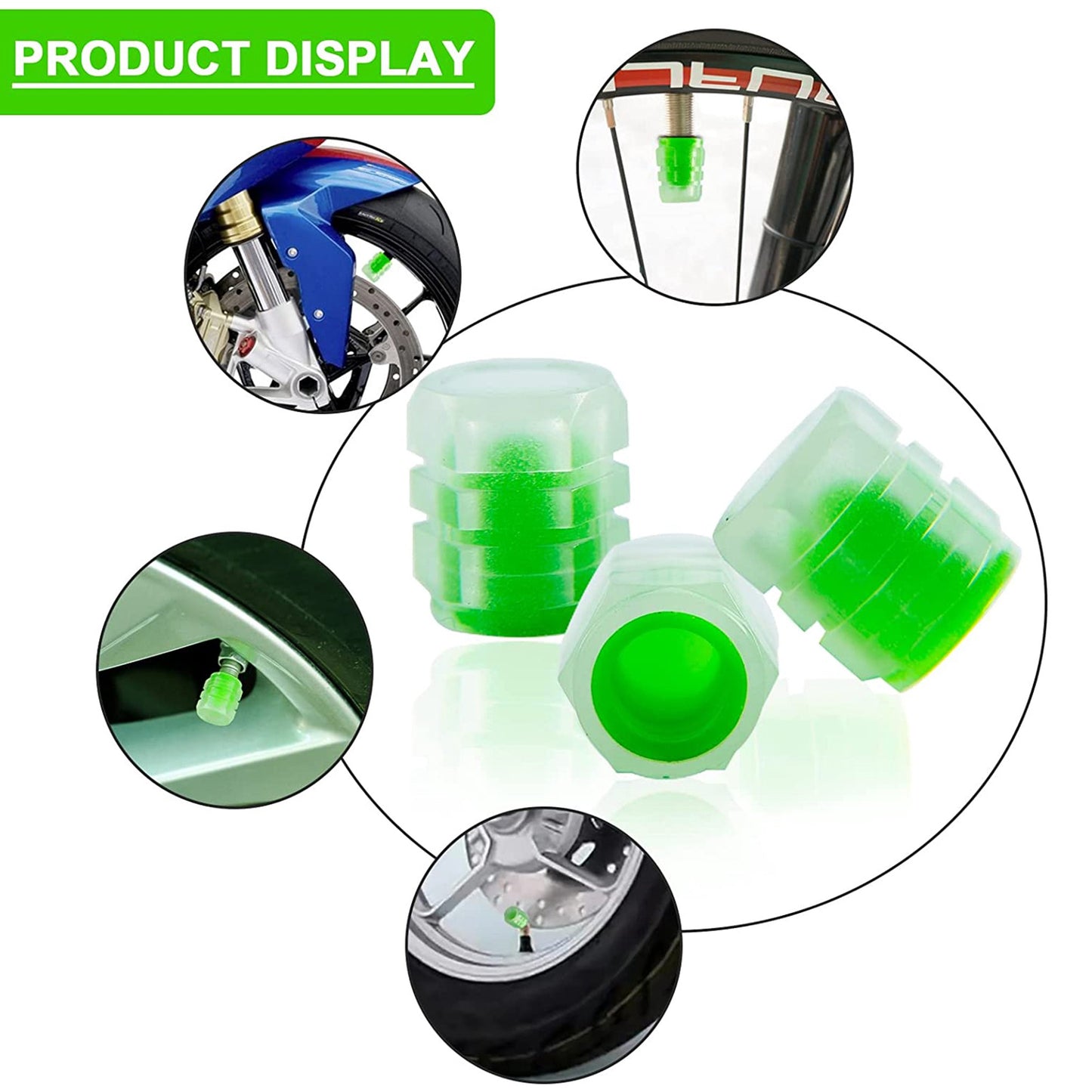 Tyre Valve Caps Luminous Glow Car Tire Air Stem Valve Cap Covers ( 4 Pcs ) - Happy Price - Image 4