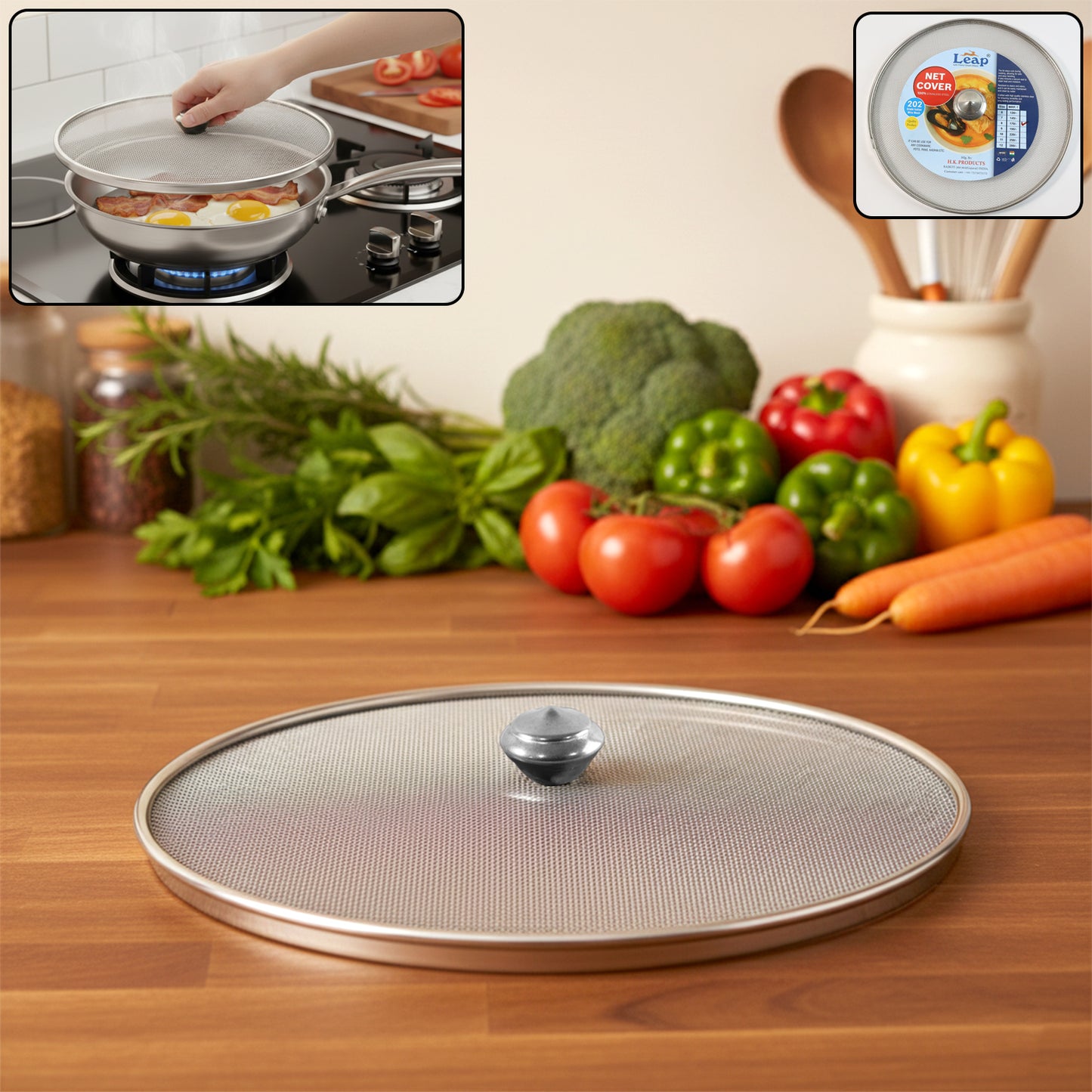 8 Inch Stainless Steel Mesh Food Cover for Kitchen - Splatter Guard & Insect Protection (1 Pc) - Happy Price - Image 2