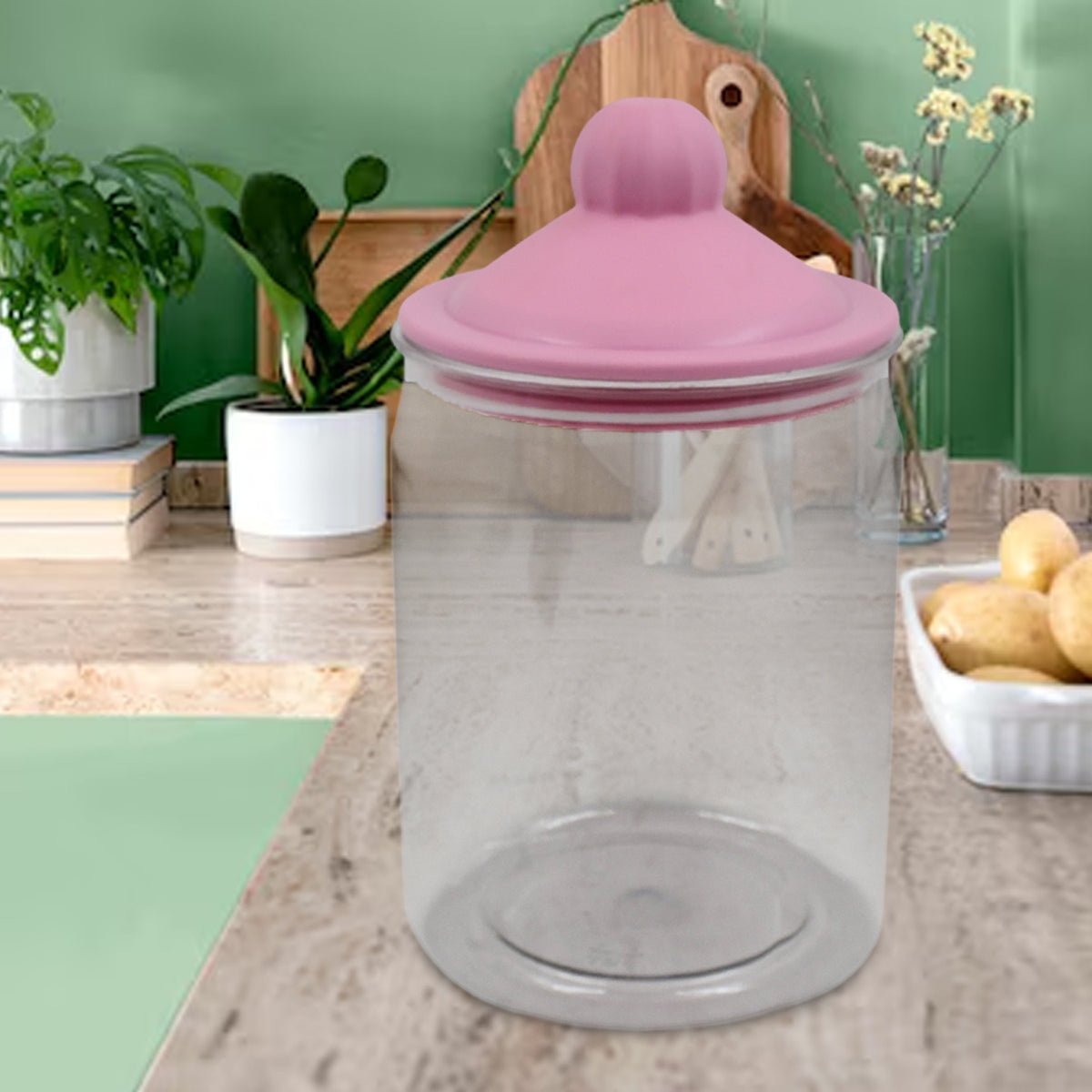 Transparent Kitchen Plastic Container Jar Set (2 Pcs Set 1100 Ml Approx) - Happy Price - Image 5