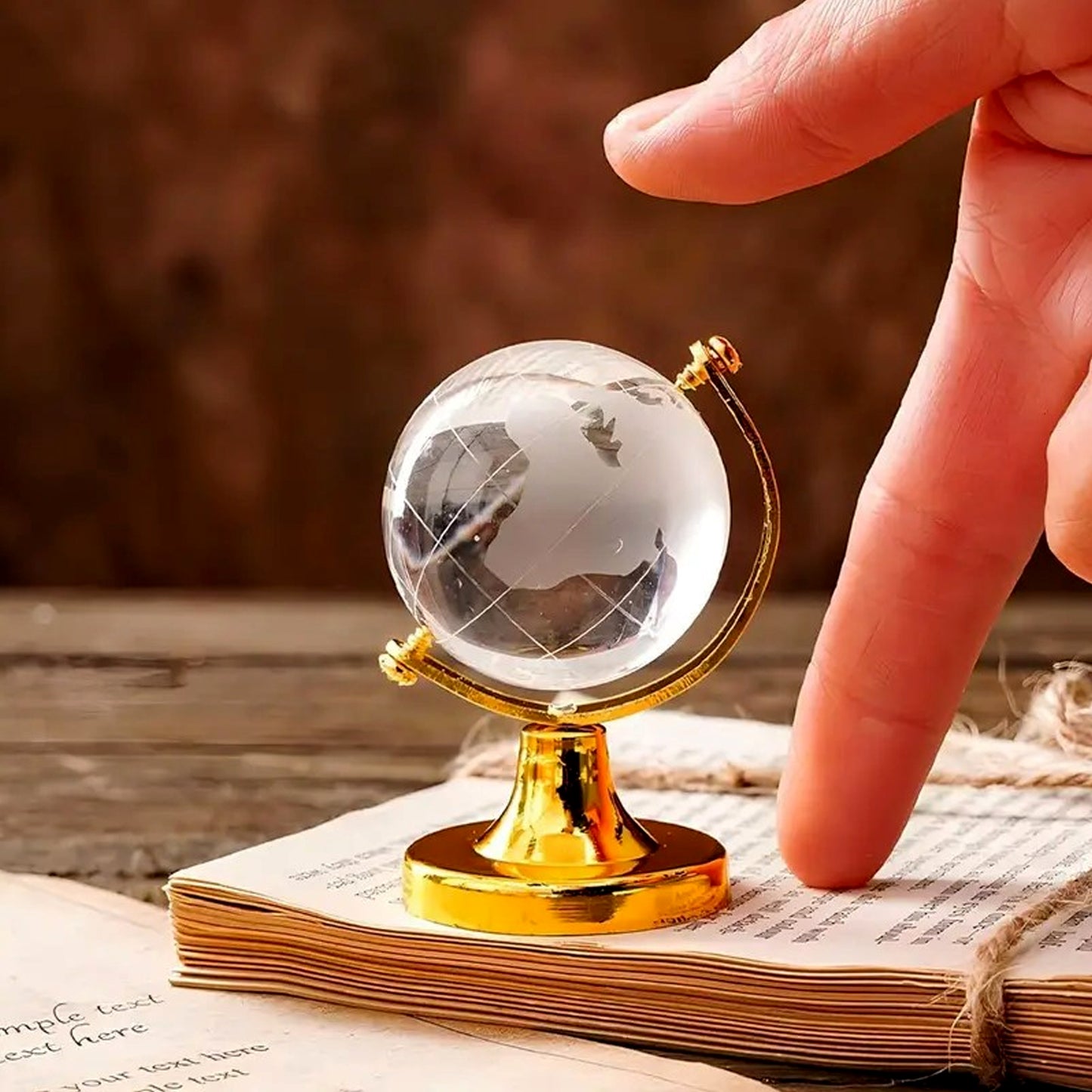 Small Crystal Globe Table Showpiece With Golden Stand (1 Pc) - Happy Price - Image 5