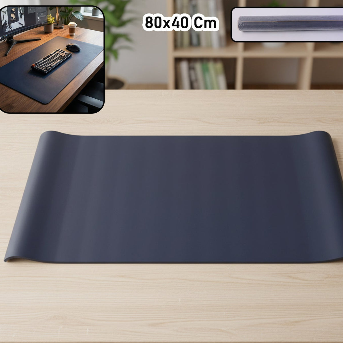 Large 80x40 Cm Desk Mat with Leather Finish - Anti-Slip Base (1 Pc) - Great Price - Image 1