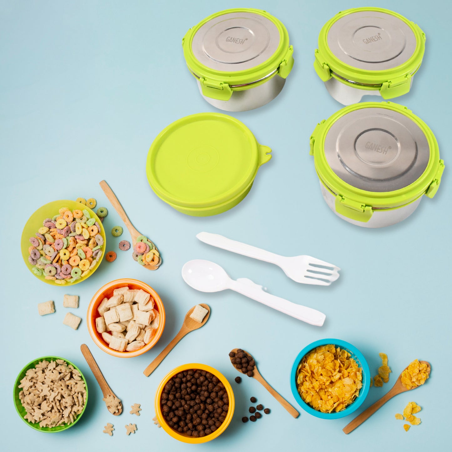 Stainless Steel Tiffin Lunch Box Container Dabba With 4 Side Clip Lock Lid For Office School Use Food Grade Air Tight Easy To Carry Leak Proof - Happy Price - Image 5