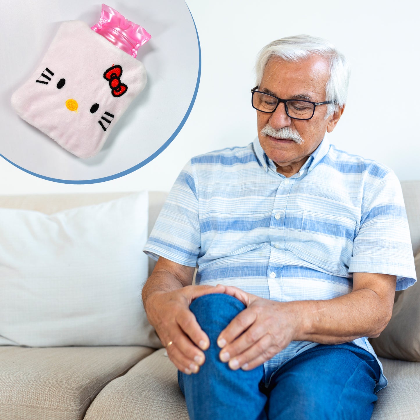 White Hello Kitty Small Hot Water Bag With Cover For Pain Relief Neck Shoulder Pain And Hand Feet Warmer Menstrual Cramps. - Happy Price - Image 5