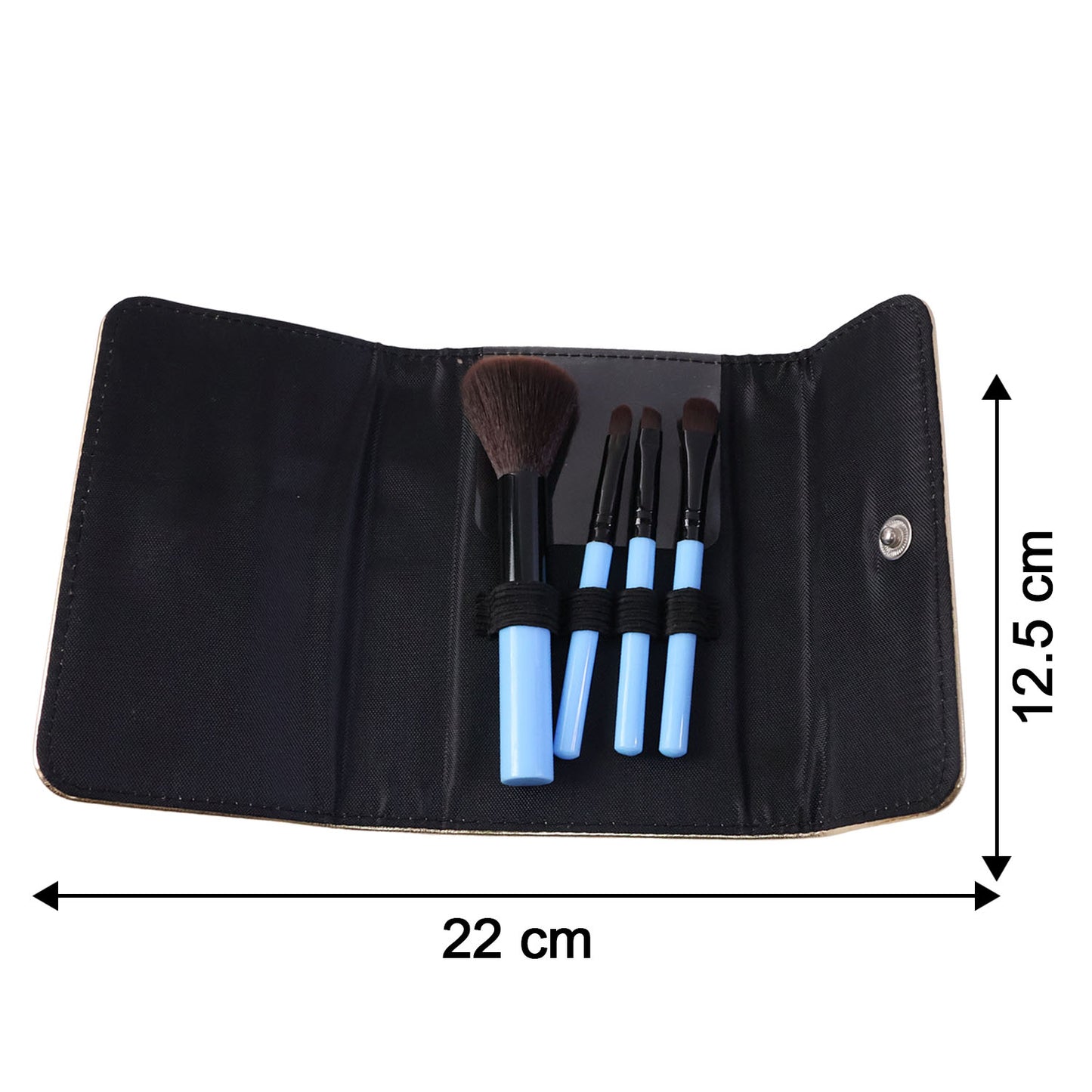 4-in-1 Makeup Brush Set with Pouch - Compact Face & Eye Brushes - Happy Price - Image 5