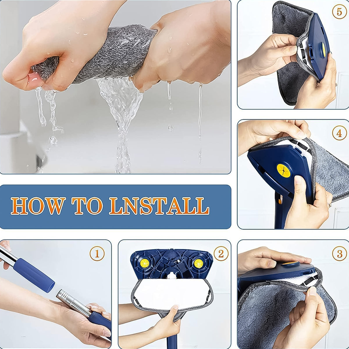 360° Rotating Triangle Mop with 113cm Long Handle - 1 Pc - Happy Price - Image 3