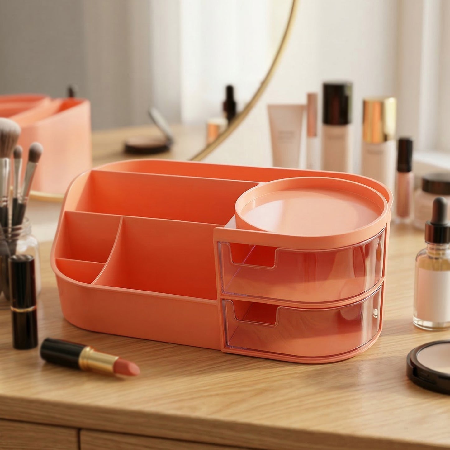 Pink Multipurpose Makeup Organizer Box with Drawers - 1 Pc - Great Price - Image 5