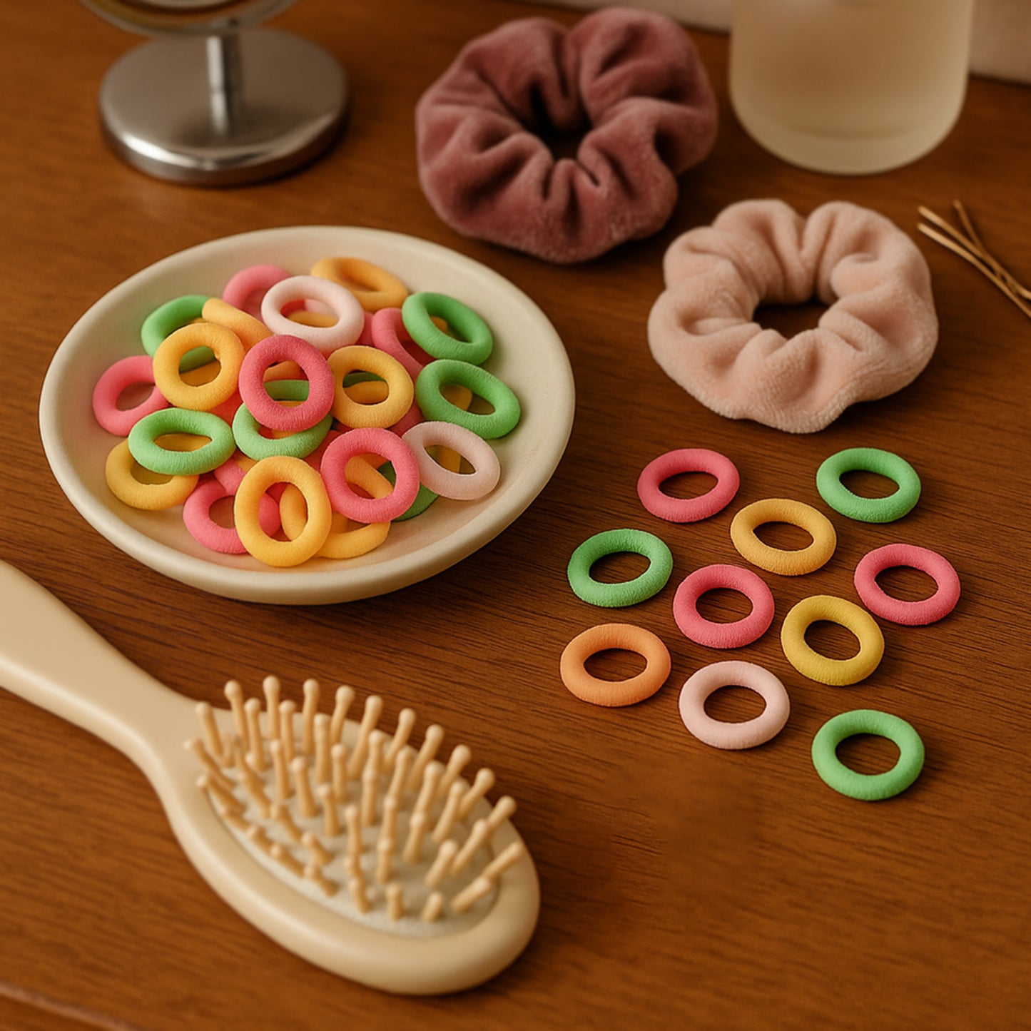 Colorful Soft Elastic Hair Bands Set For Kids Girls (10 Pkt 1 Set) - Happy Price - Image 3