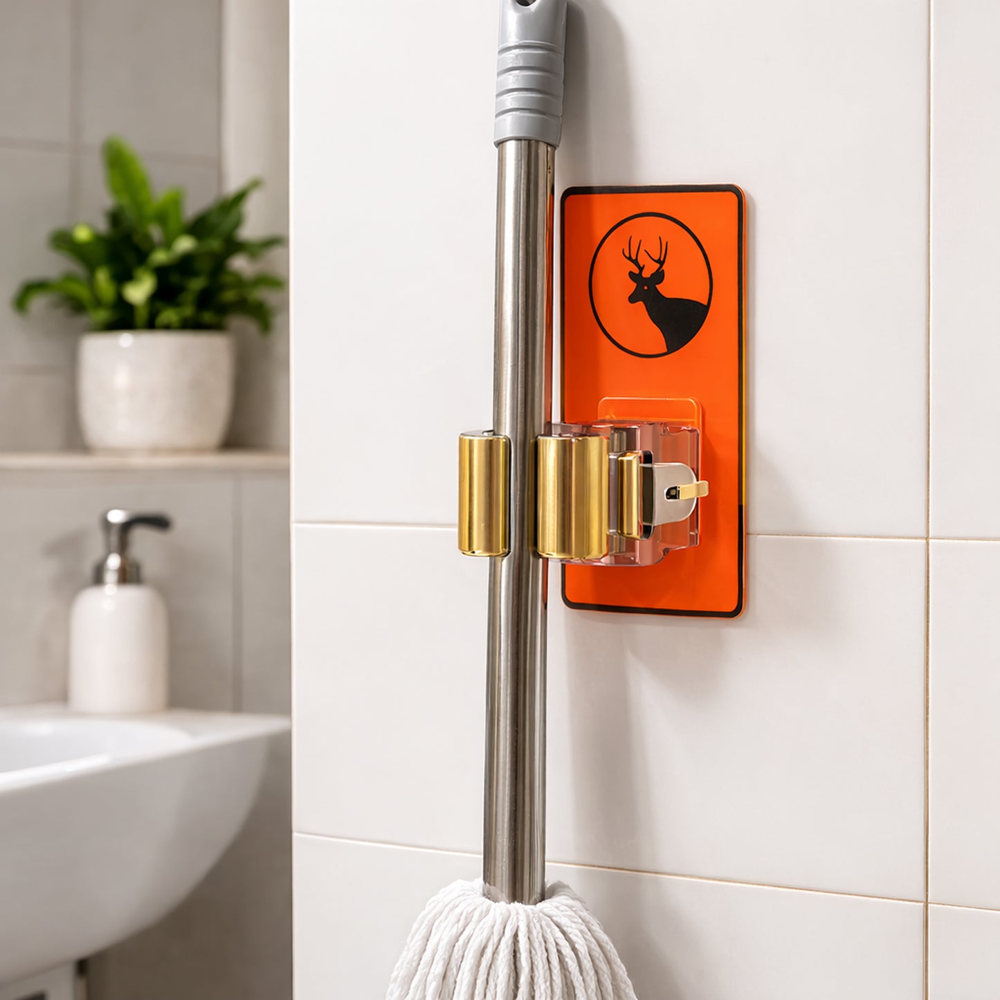 Wall Mounted Mop Holder Clip Bathroom And Kitchen Broom Holder (1 Pc)