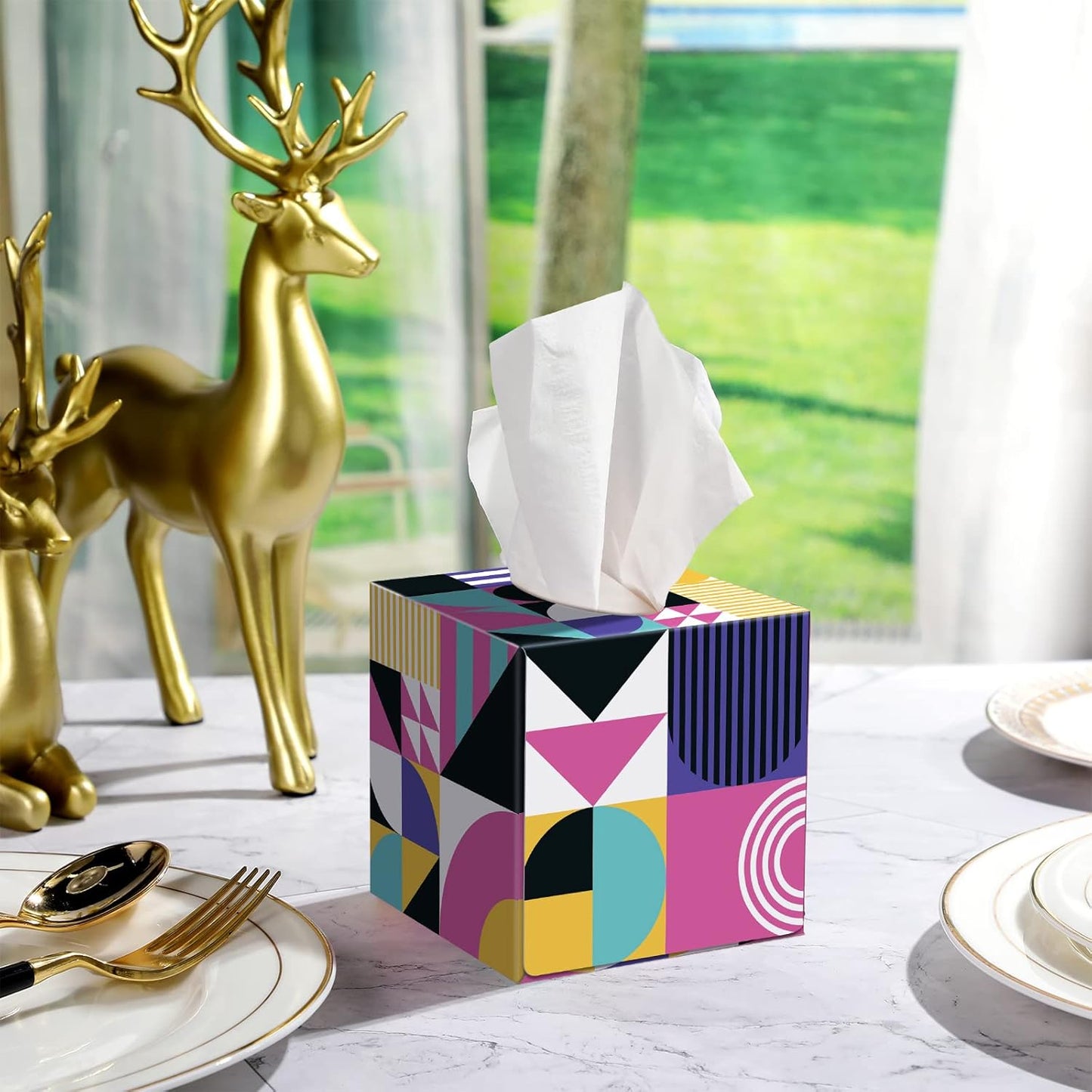 Tissues Cube Box Stylish And Practical Tissue Holder For Home Office (50 Pcs Set Approx) - Happy Price - Image 3
