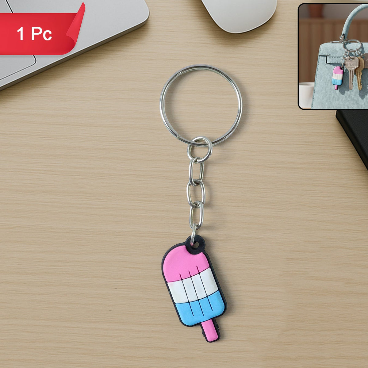 Cute Ice Cream Popsicle Keychain - 1 Pc Decorative Bag Charm - Happy Price - Image 1