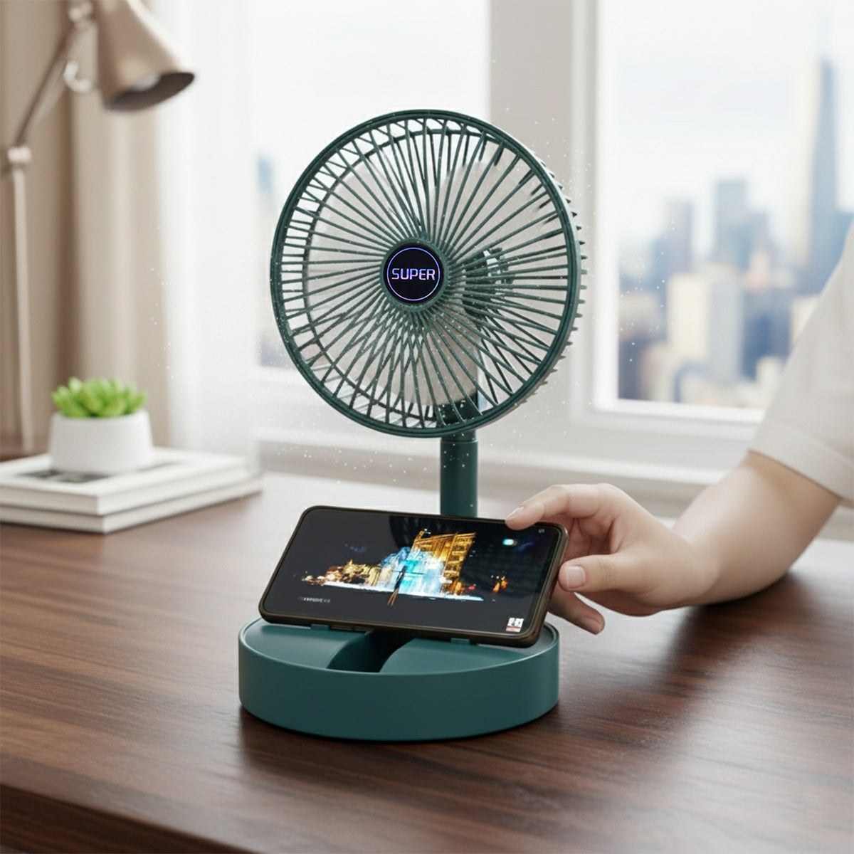 Portable USB Folding Desk Fan with Phone Holder - 1 Pc - Happy Price - Image 3