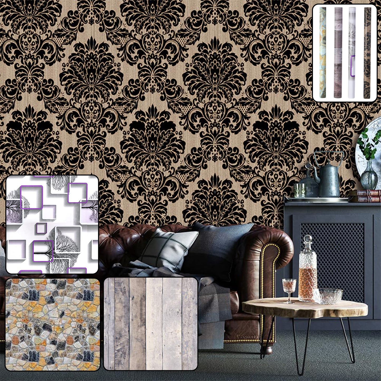 Self-Adhesive Waterproof Vinyl Wallpaper Roll - 1 Pc Mix Design (45cm x 1m Approx) - Happy Price - Image 7