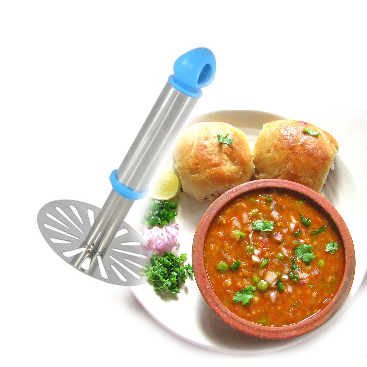 Ganesh Potatopav Bhaji Masher With Plastic Handle Silver Plastic - Oval Pav Masher Potato 1-piece Smasher Handle Multicolor - Happy Price - Image 5