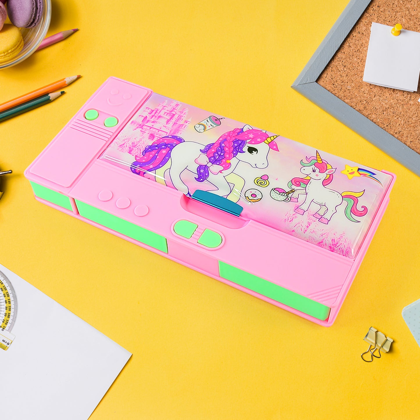 Multi Purpose Gadget Jumbo Pencil Box Compass With Calculator Jumbo 2 Side Slot Geometry Box Compass Use School Traveling Studio - Happy Price - Image 3