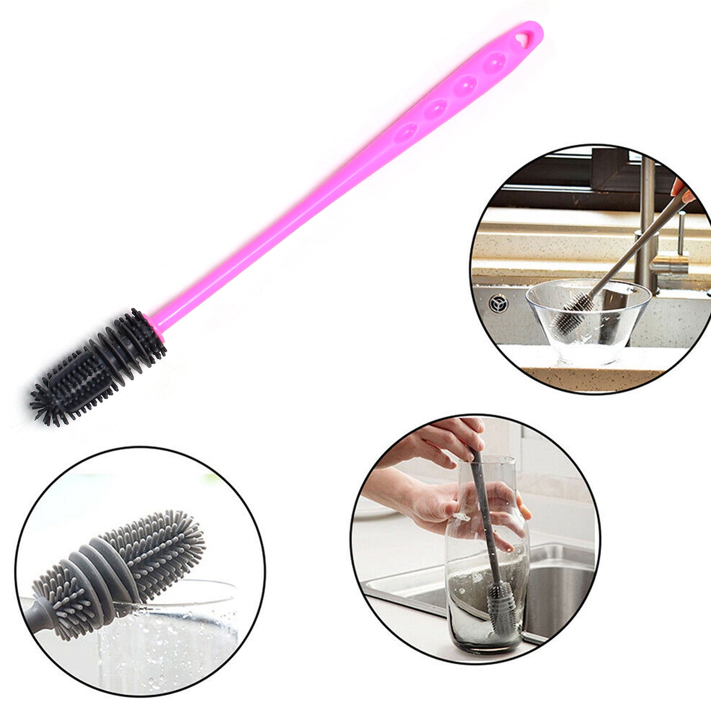 Long Bottle Cleaning Brush For Washing Water Bottle Narrow Neck Containers - Happy Price - Image 3