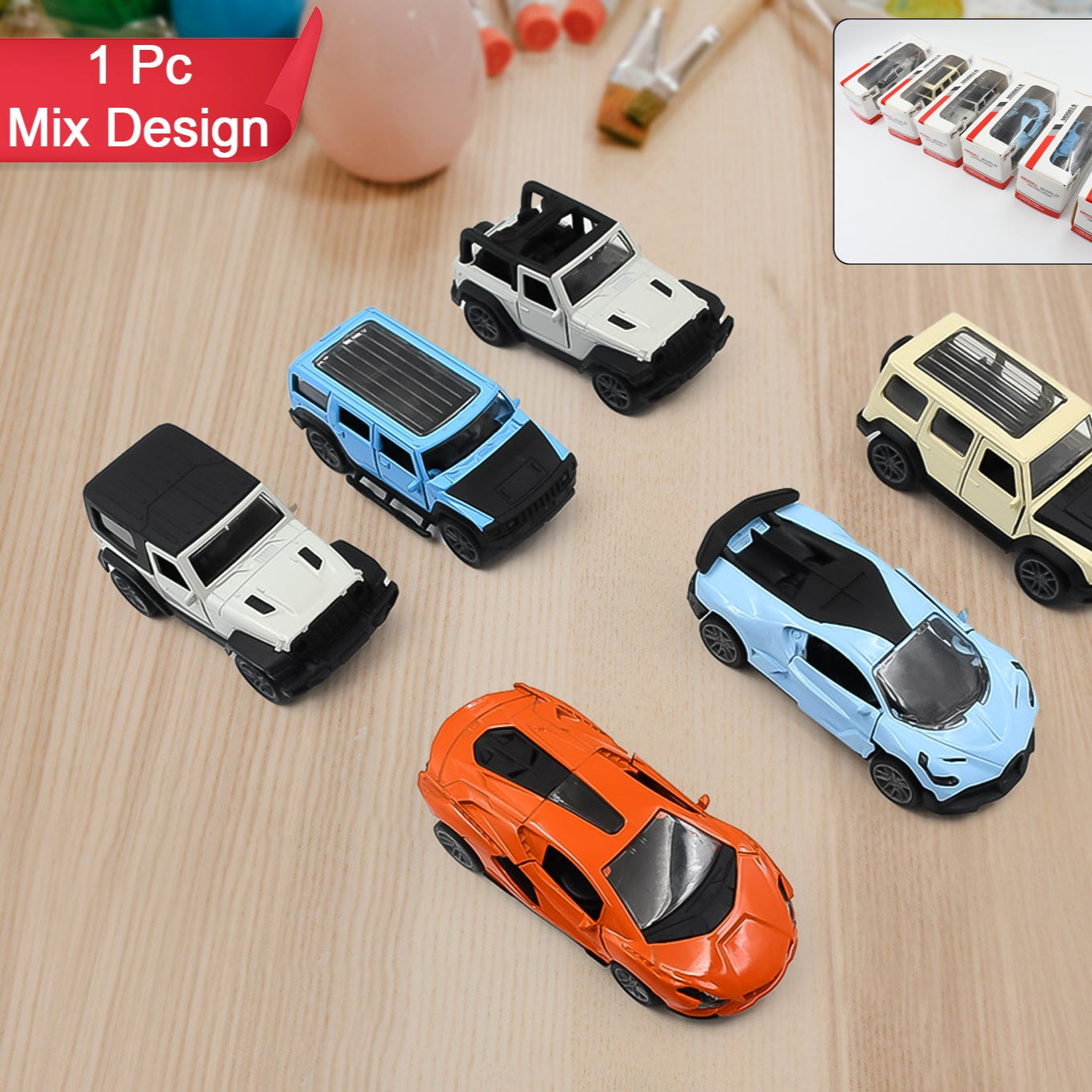 Mini Pull Back Car Widely Used By Kids (1 Pc Mix Color Design) - Happy Price - Image 1