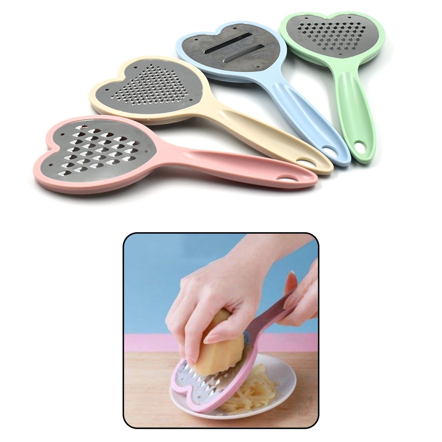 Heart Grater Set And Heart Grater Slicer Used Widely For Grating And Slicing Of Fruits Vegetables Cheese Etc. Including All Kitchen Purposes. - Happy Price - Image 2