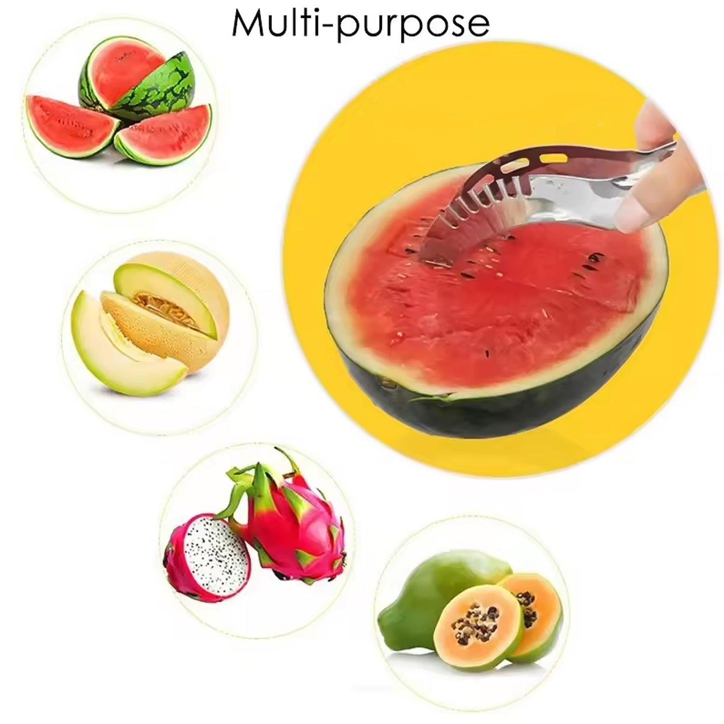 3-in-1 Stainless Steel Fruit Slicer & Corer for Watermelon & Melon (1 Pc) - Happy Price - Image 3