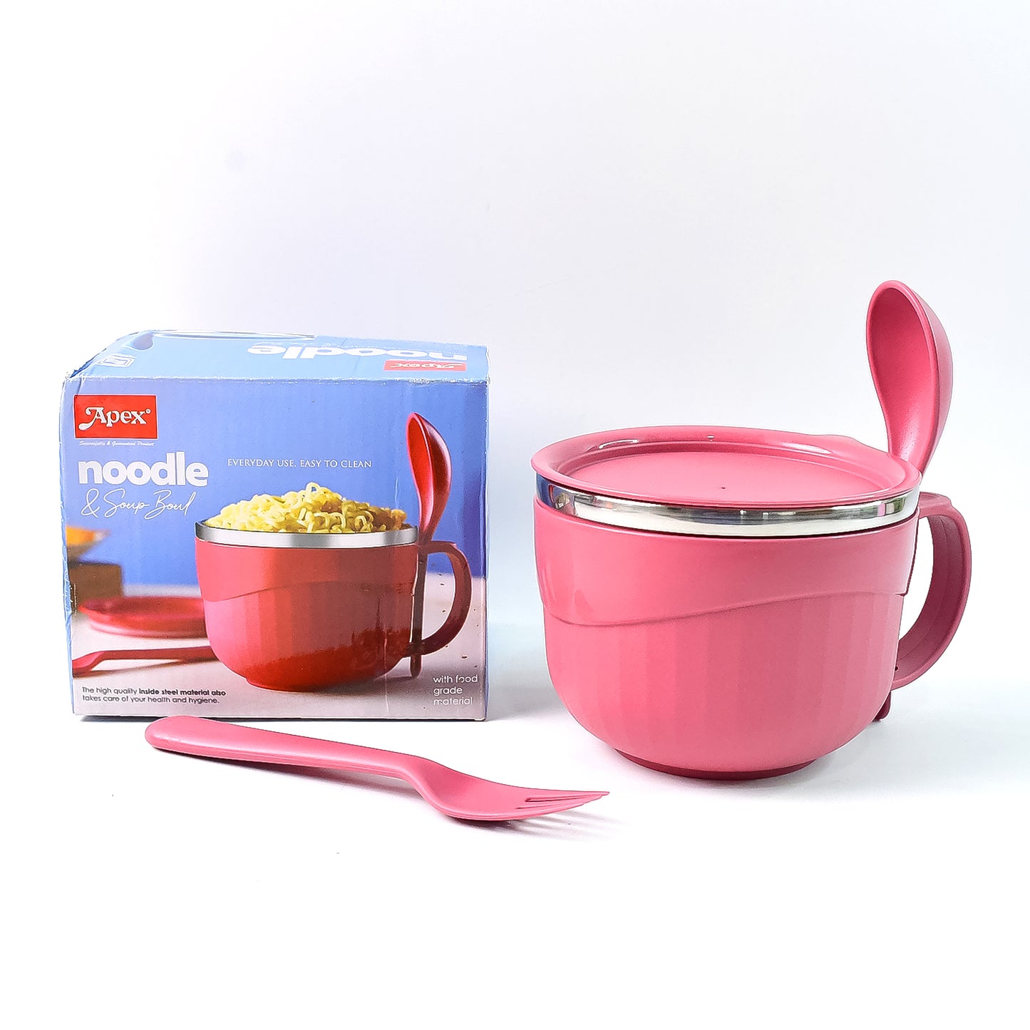 Apex 700 ML Noodle Bowl with Handle, Lid & Fork - Leak-Proof Lunch Container - Happy Price - Image 2