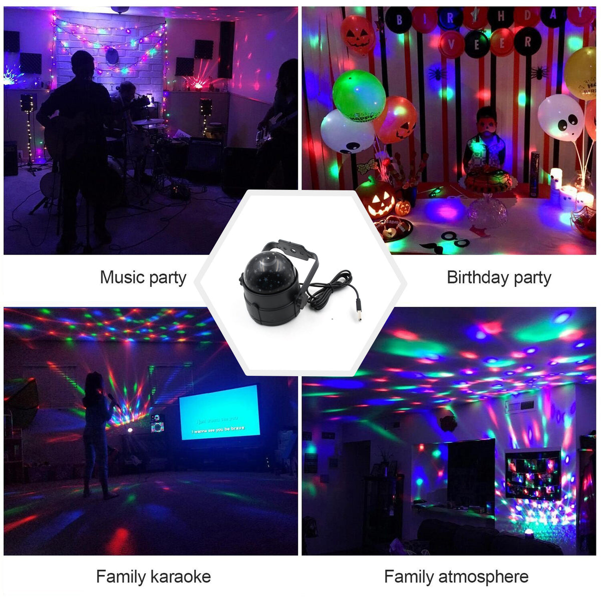 Dj Light Party Disco Light For Home Party Led Disco Ball Colors Pattern Modes Dancing Light For Room Rotating Bulb Magic Lights For Diwali Wedding Holiday Party Party Gift Kids Birthday - Happy Price - Image 6