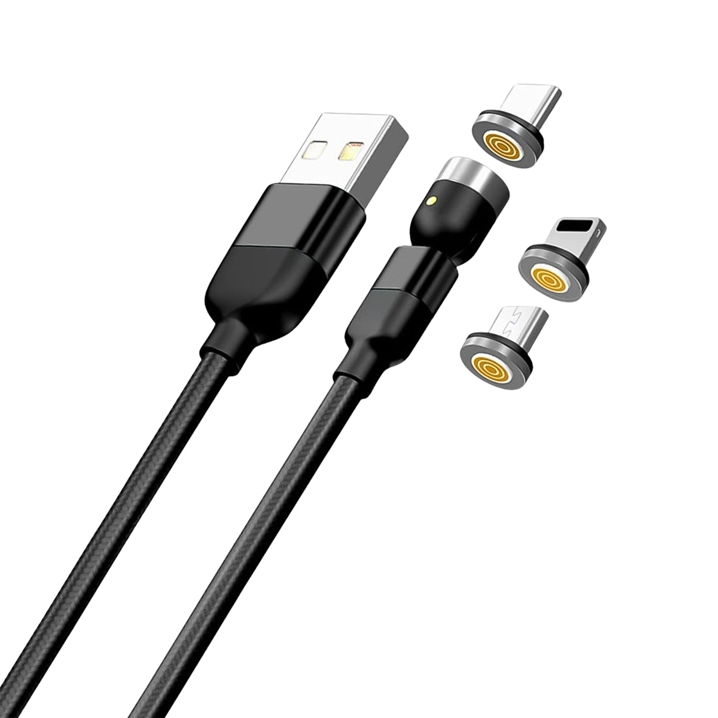 3-in-1 Magnetic Charging Cable for USB-C, Android & Lightning - Fast Charging, Nylon Braided - Happy Price - Image 5