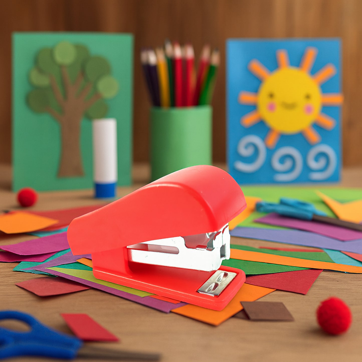 4 Pc Kids Craft & Stationery Set with Safety Scissors, Stapler, Glue & Staples - Happy Price - Image 5