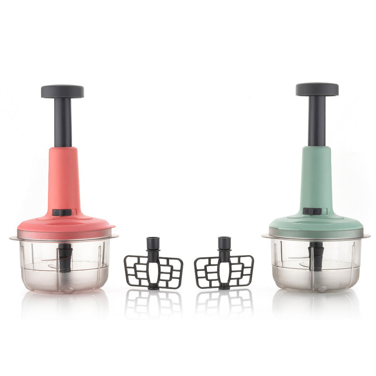 2in1 Push Chopper 800ml Stainless Steel Blade Quick Powerful Manual Hand Held Food Chopper To Chop Cut Fruits Vegetables Herbs Onions For Salsa Salad - Happy Price - Image 2