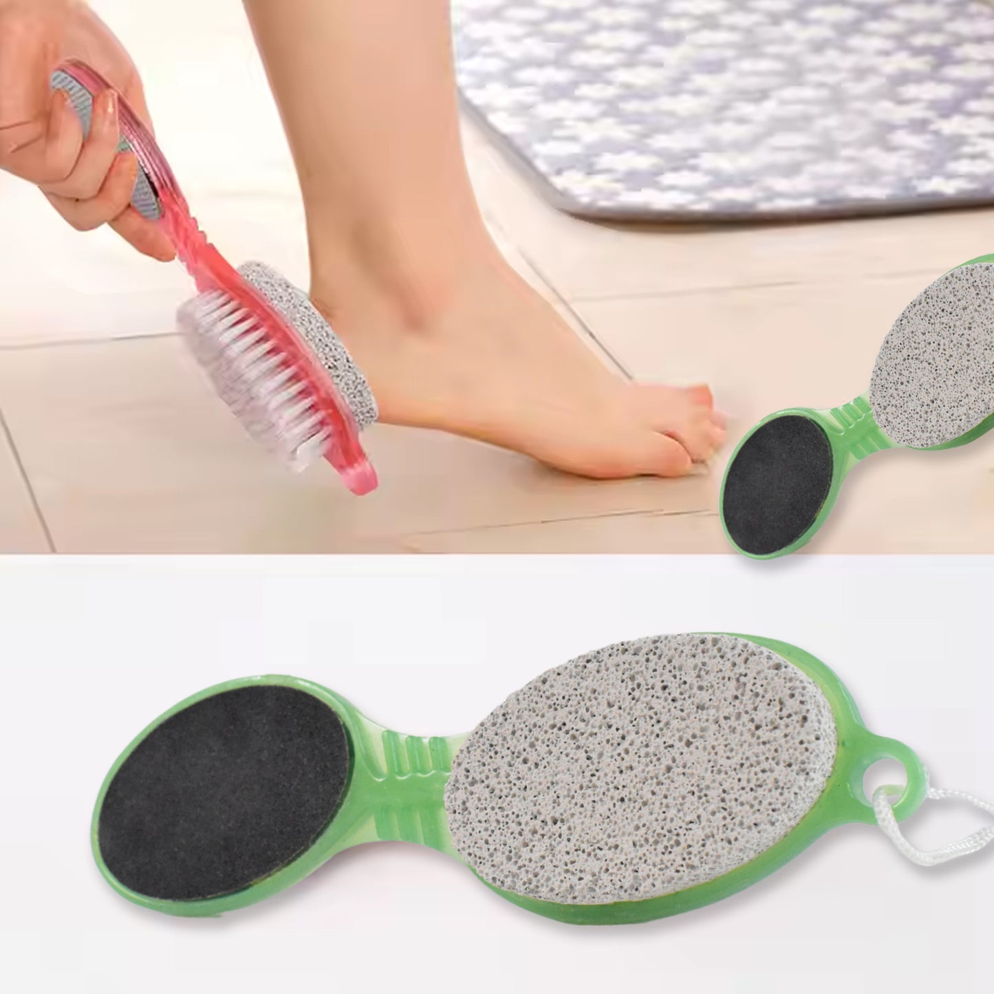 5 In 1 Pedicure Tool Pedicure Brush For Feet Foot Scrubber Foot File With Nail Cutter - Happy Price - Image 3