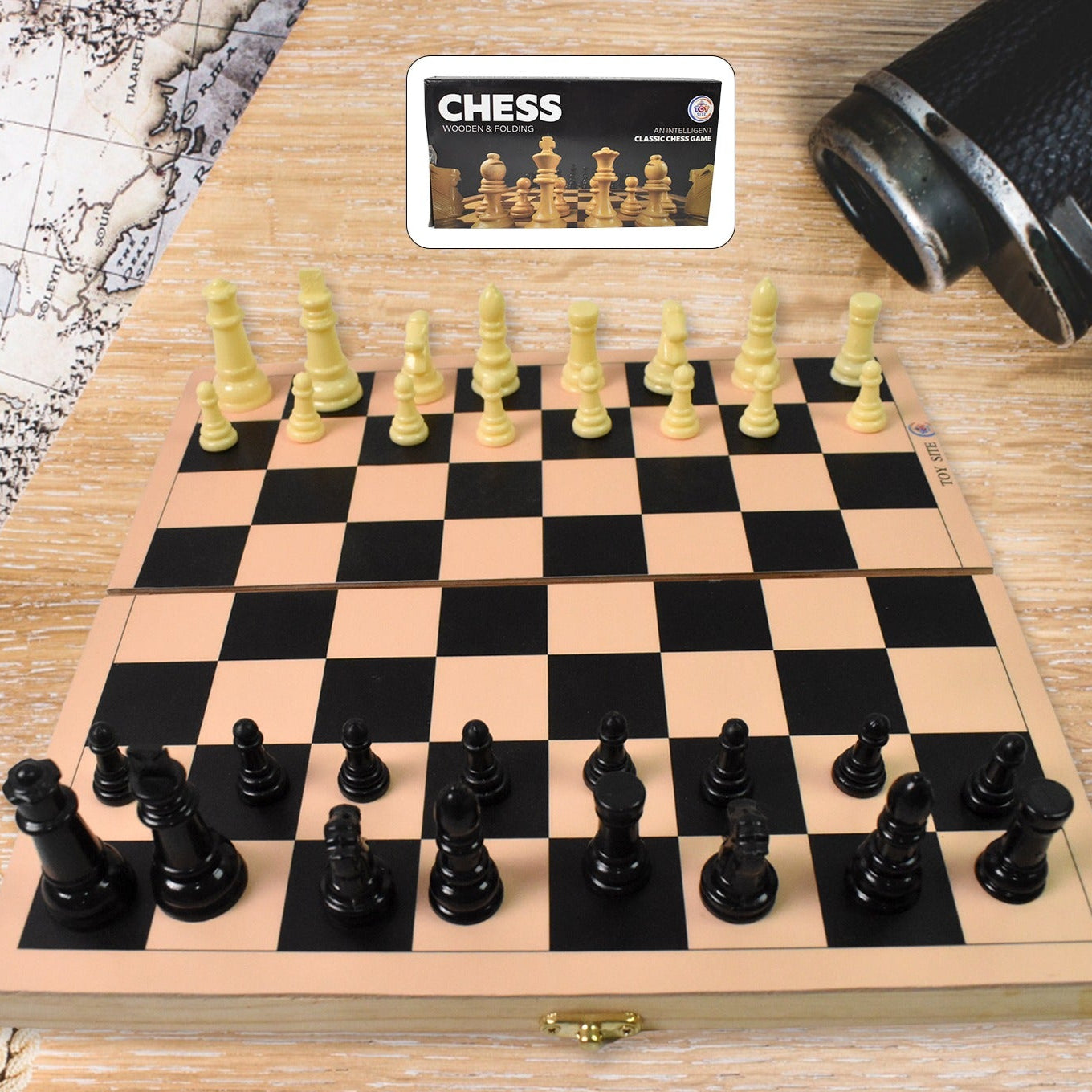 Folding Wooden Chess Board Set (30 30 Cm 1 Set) - Happy Price - Image 1