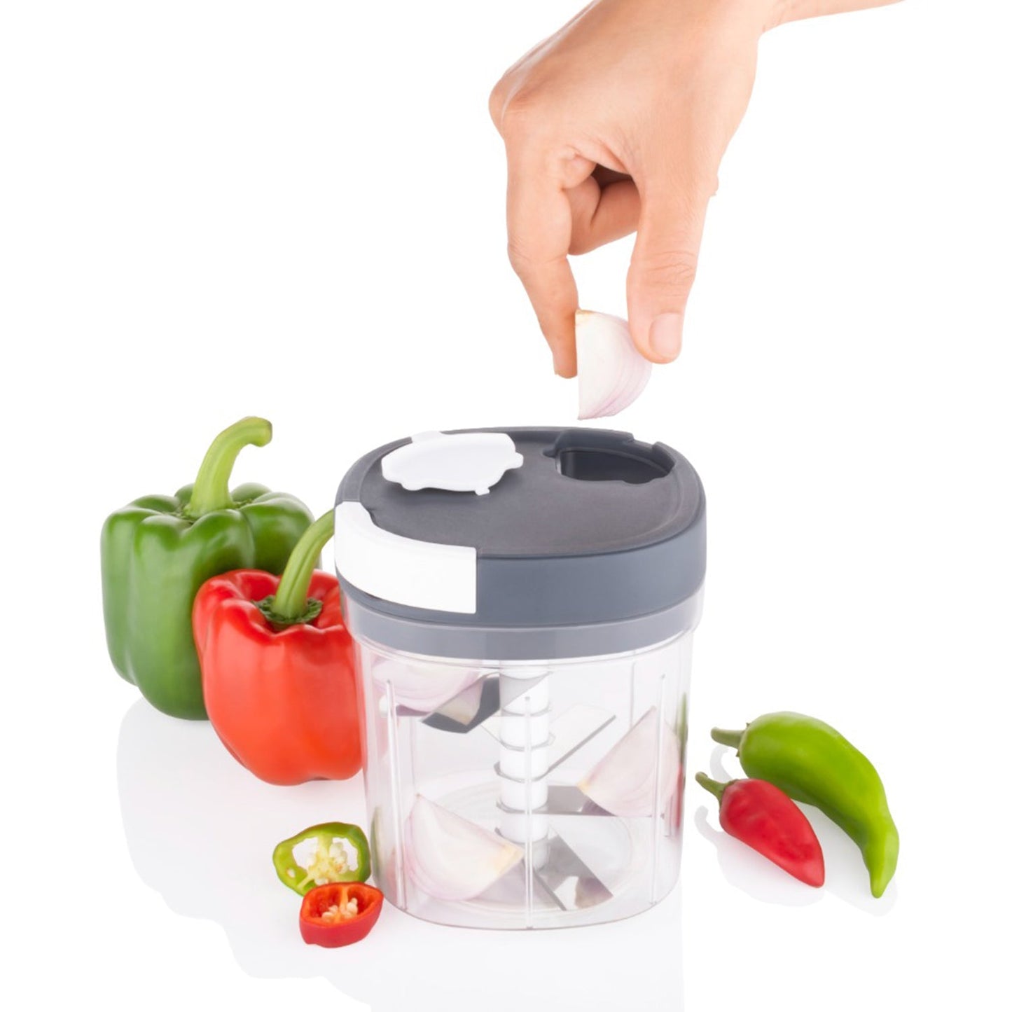 2 In 1 Handy Chopper And Slicer Used Widely For Chopping And Slicing Of Fruits Vegetables Cheese Etc. Including All Kitchen Purposes. - Happy Price - Image 2
