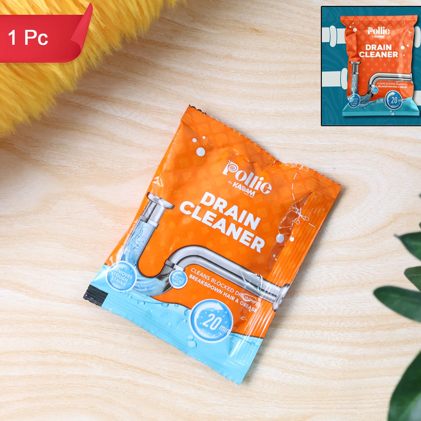 Kadam Drain Cleaner Sachet - 50 Gm Fast Clog Remover for Kitchen & Bathroom - Happy Price - Image 1