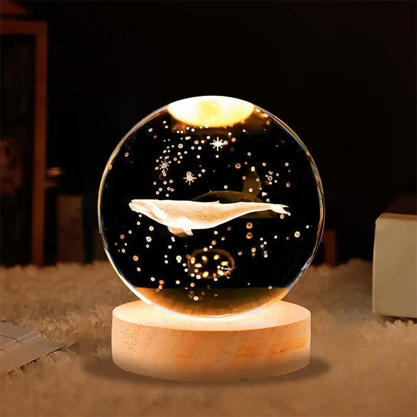 Fish 3d Crystal Ball Lamps With Base (1 Pc) - Happy Price - Image 2
