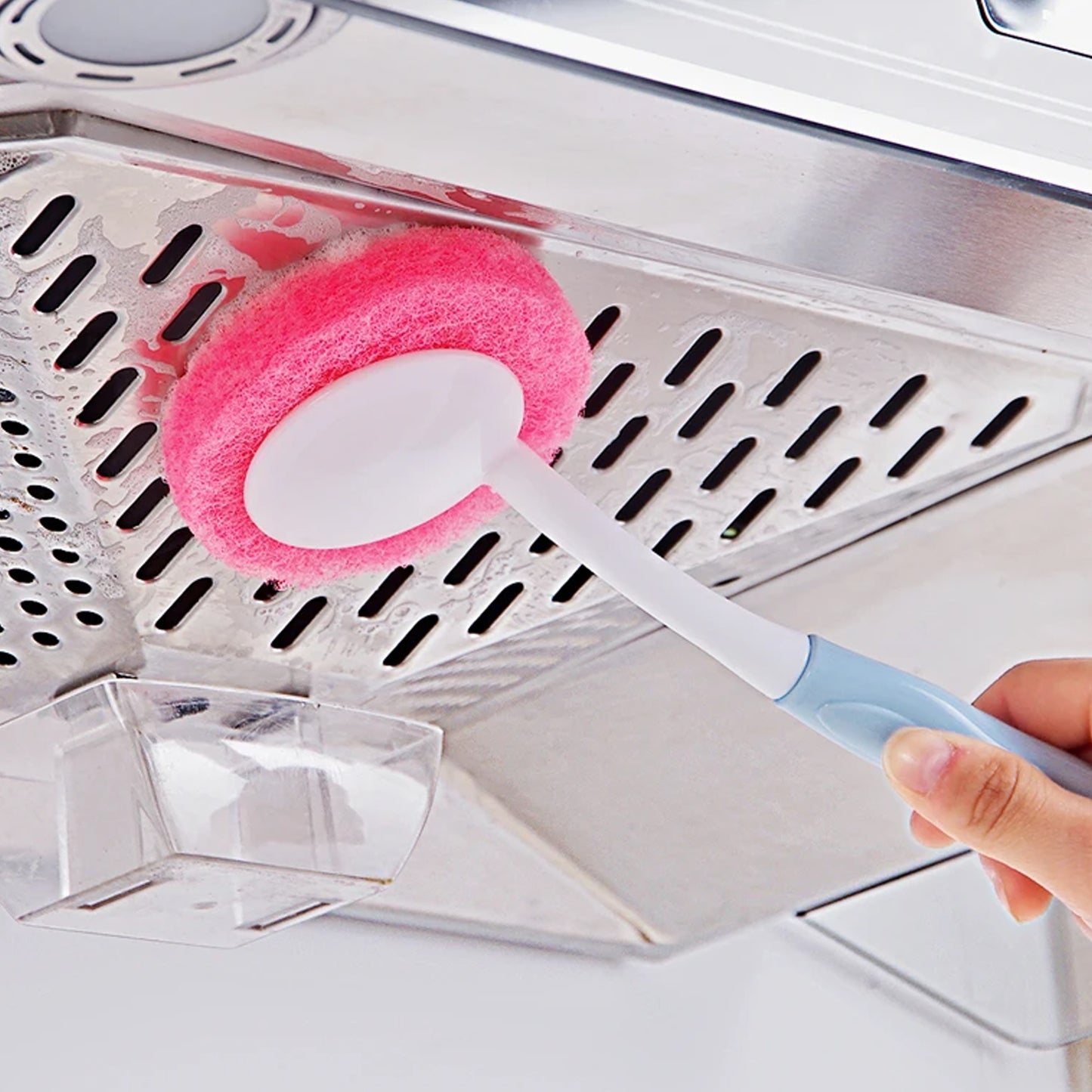 Long Handle Dish Scrubber Brush with Sponge Head - 1 Pc - Happy Price - Image 6