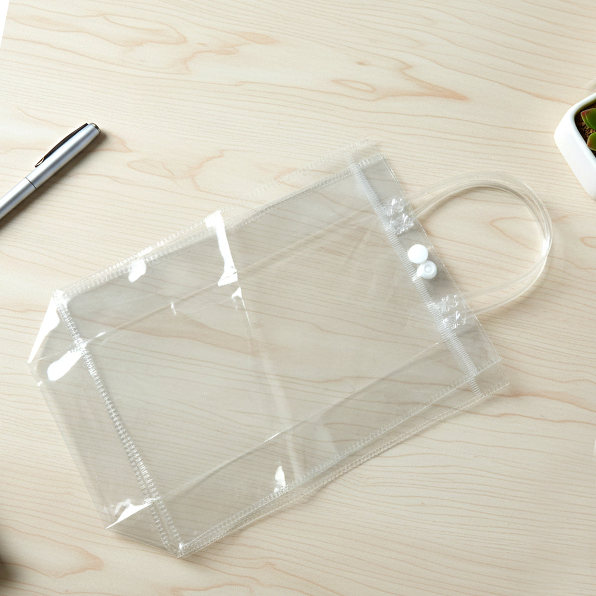 Transparent PVC Carry Bag with Handle - 22 x 16 cm (1 Pc) - Happy Price - Image 2