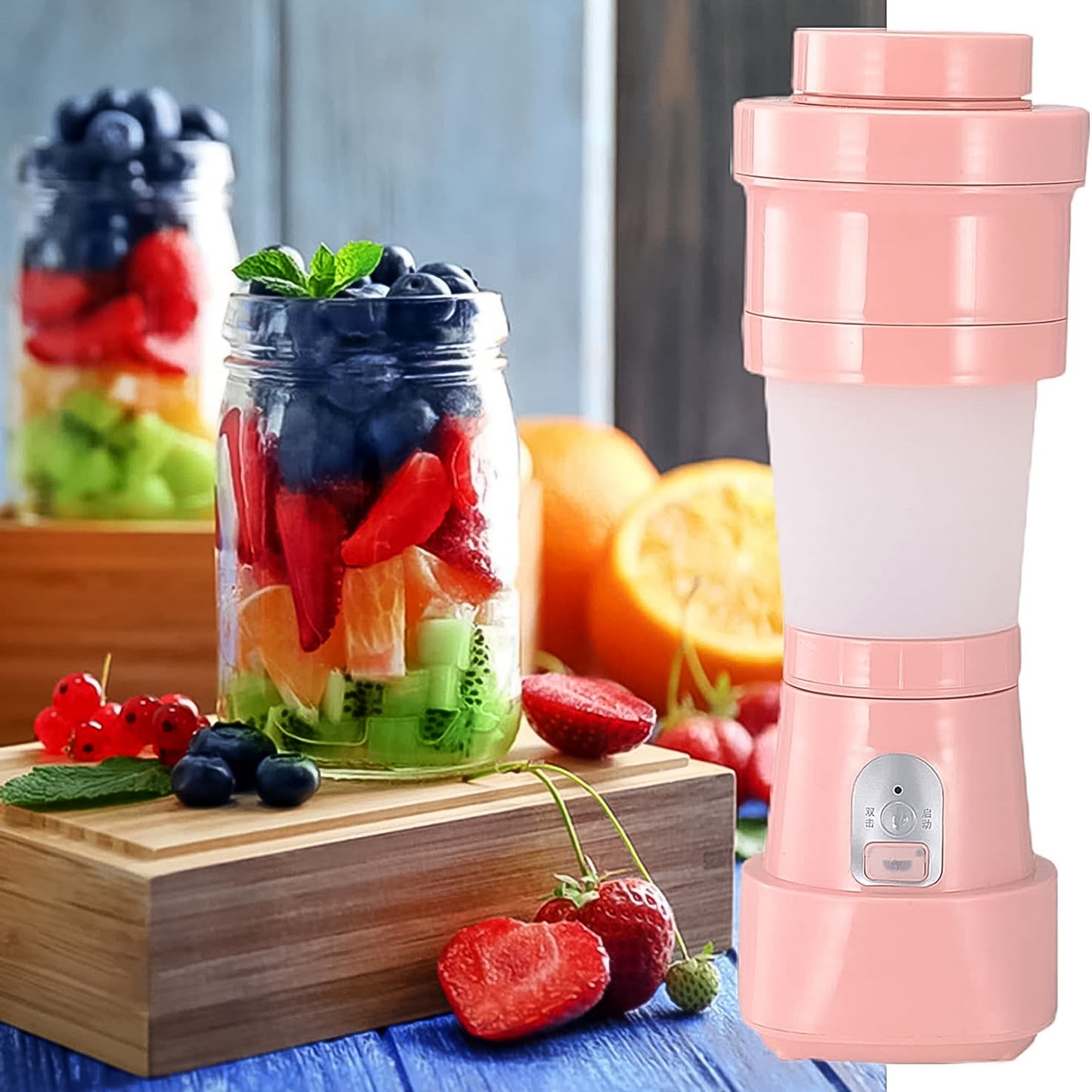 Foldable Electric Juicer Portable Blender Stainless Steel 6 Blades (500 Ml) - Happy Price - Image 6
