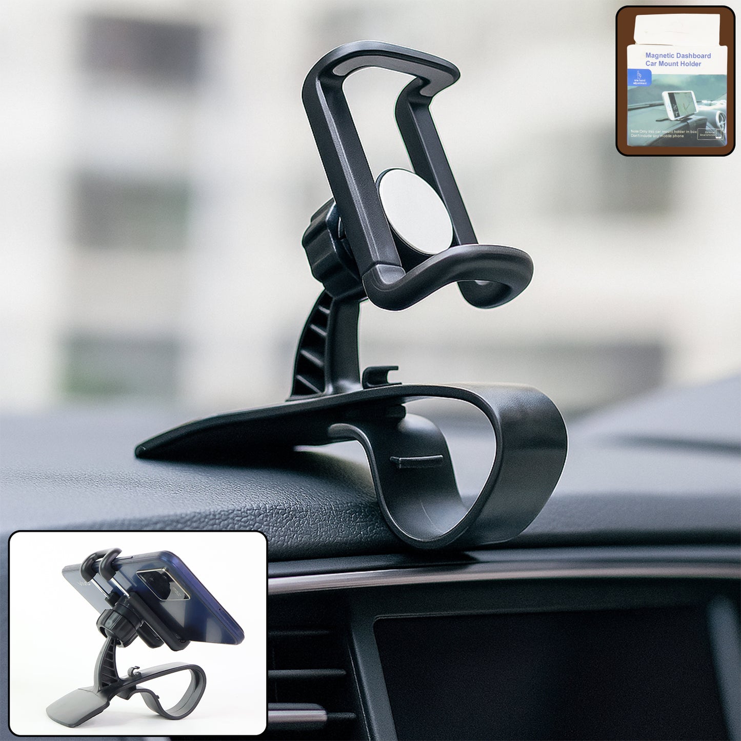 Adjustable Car Dashboard Phone Mount - 360° Rotating Clip-On Holder for Smartphones - Happy Price - Image 6