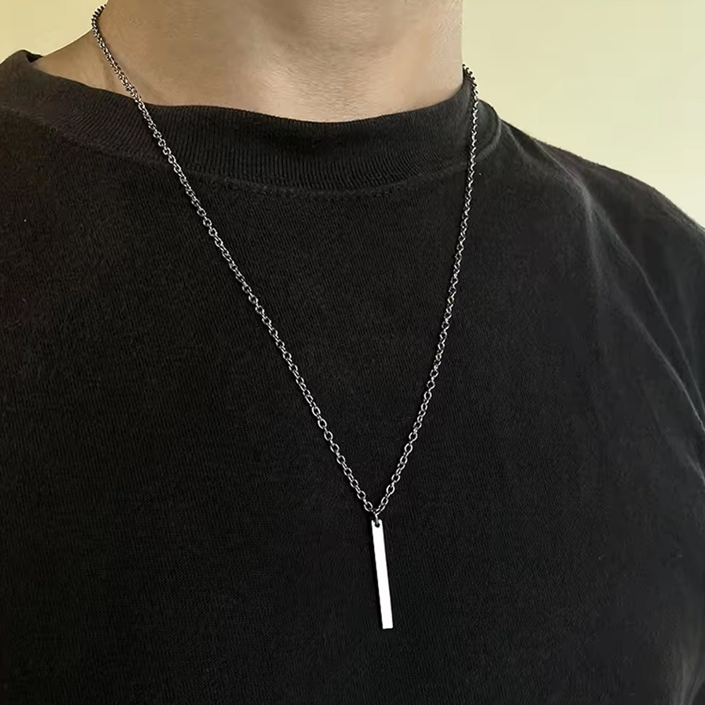 Stainless Steel Plain Stick Shape Locket With Chain (1 Pc) - Happy Price - Image 3