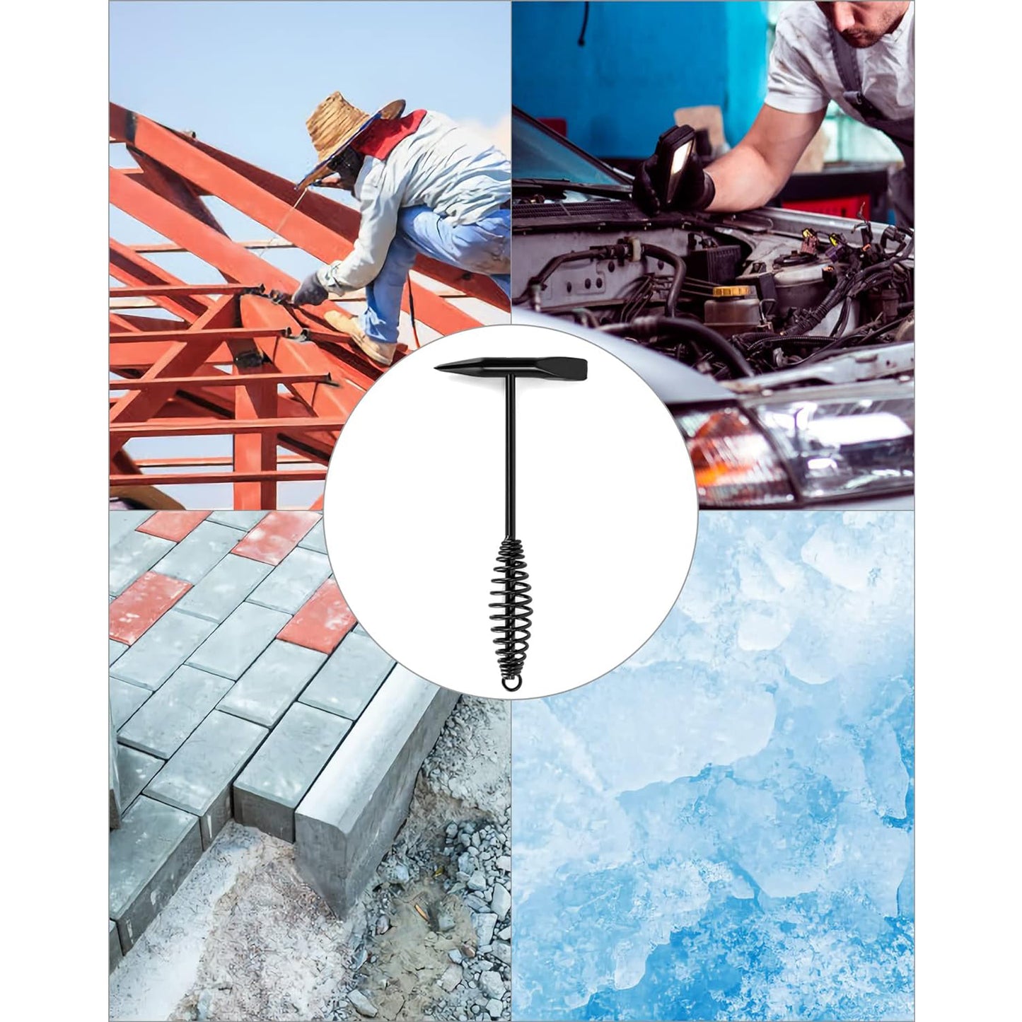 Welding Slag Removal Tool Chipping Hammer With Coil Spring Handle Mufti Functional For Cleaning Removing Slag Industrial Weld Slag Spatter Removal Tool Welding Hammer For Machinery Electrician (1 Pc ) - Happy Price - Image 7