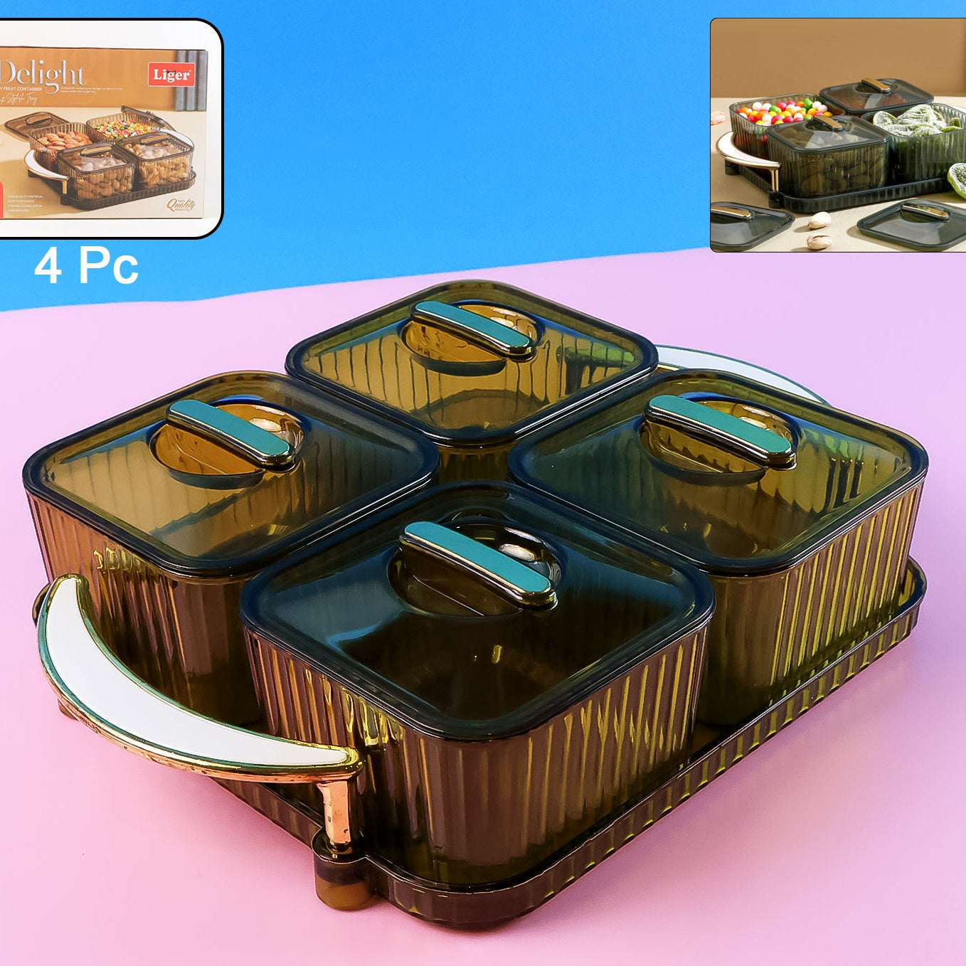Luxury Delight 4-piece Dryfruit Storage Box (1 Set) - Happy Price - Image 1