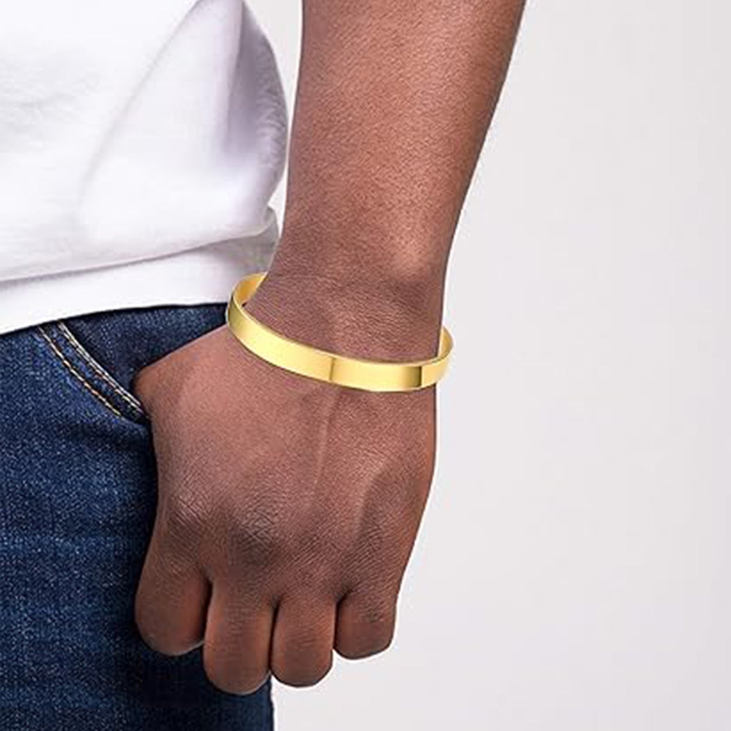 Gold Finish Open Cuff Bracelet Kada for Men & Women (1 Pc) - Happy Price - Image 6