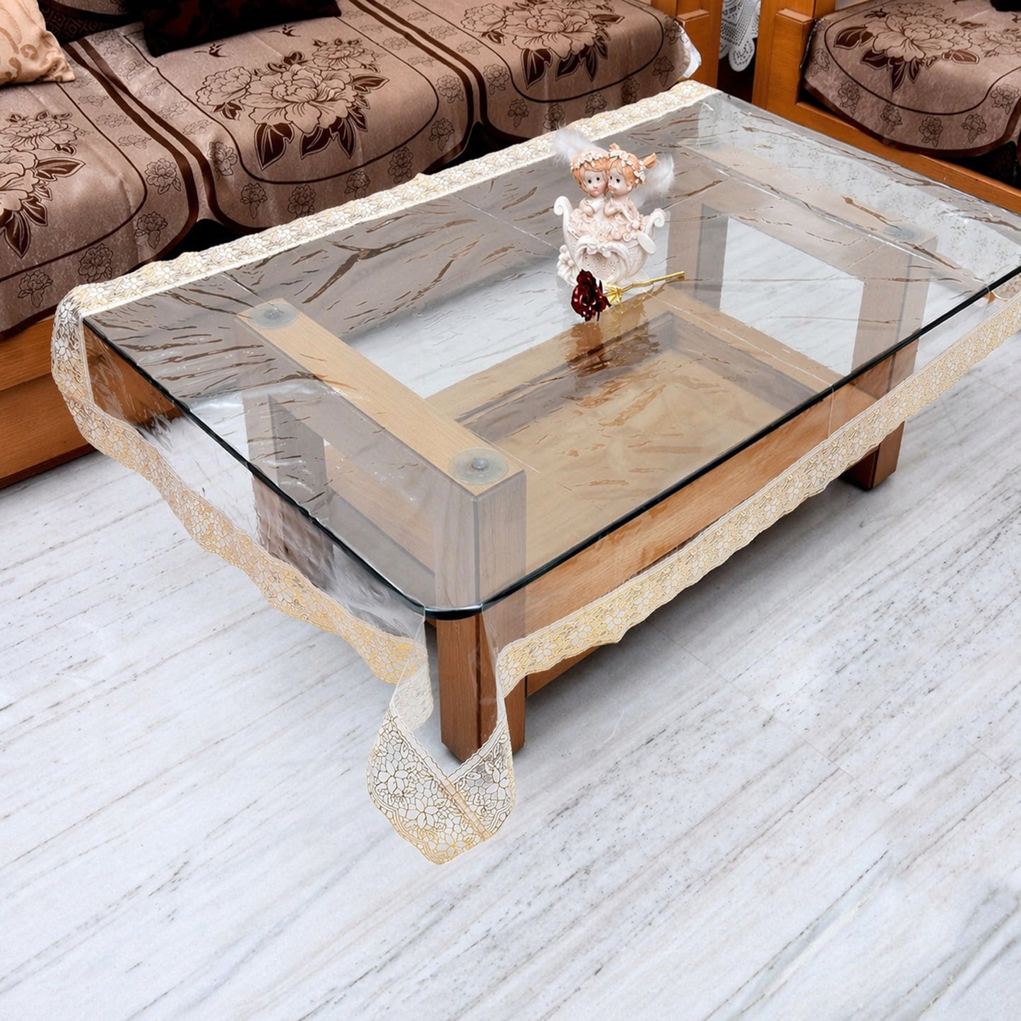 87x59 Inch Clear PVC Table Protector with Decorative Edge - 1 Piece - Great Price - Image 2