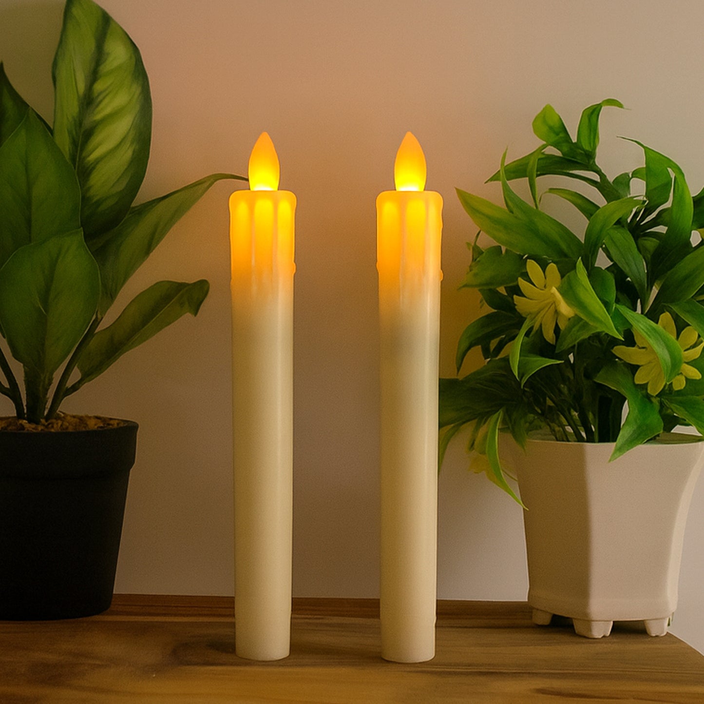 Set of 2 LED Flameless Taper Candles with Realistic Flickering Effect - Happy Price - Image 4