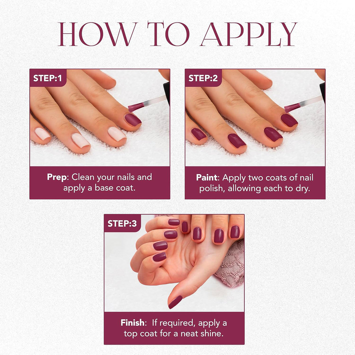 Burgundy Plum Gel Nail Polish - 10 ML Intense Colour, Chip-Resistant Finish - Happy Price - Image 2