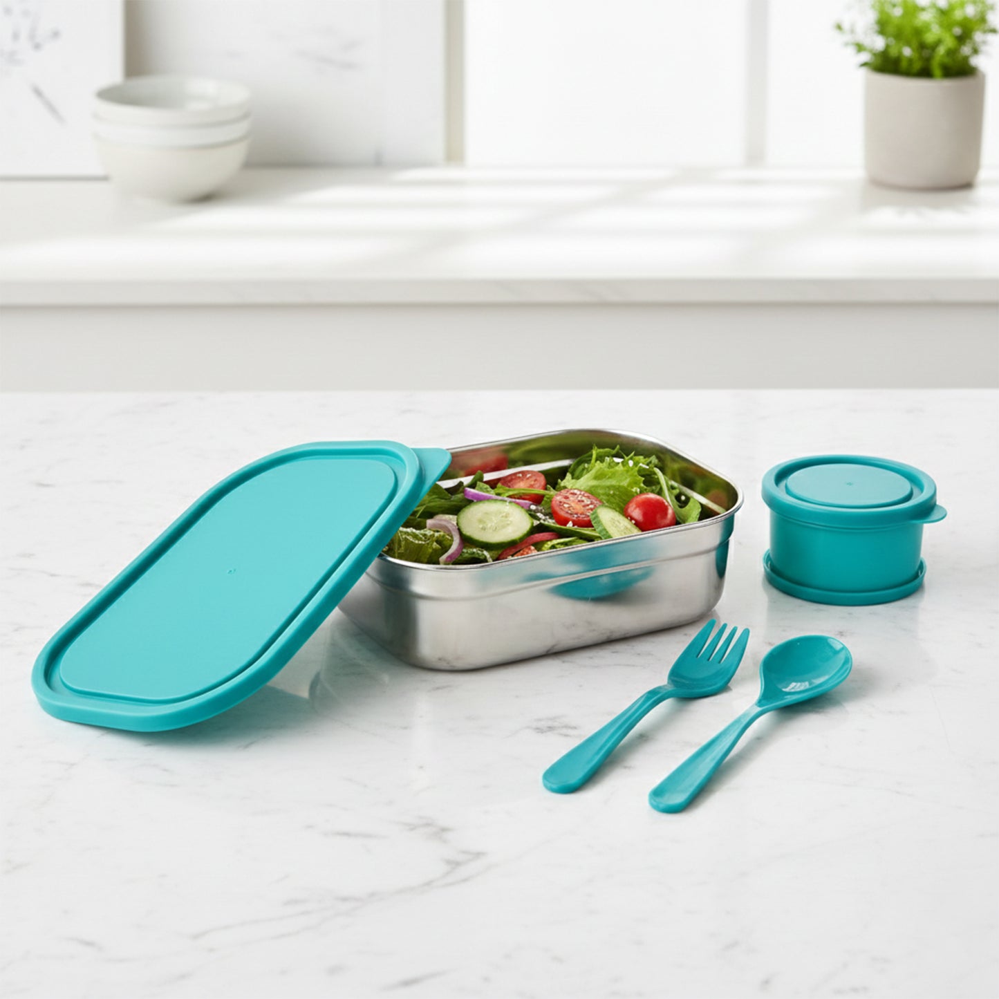 Stainless Steel Lunch Box Set with Leak-Resistant Lid & Cutlery - Great Price - Image 3