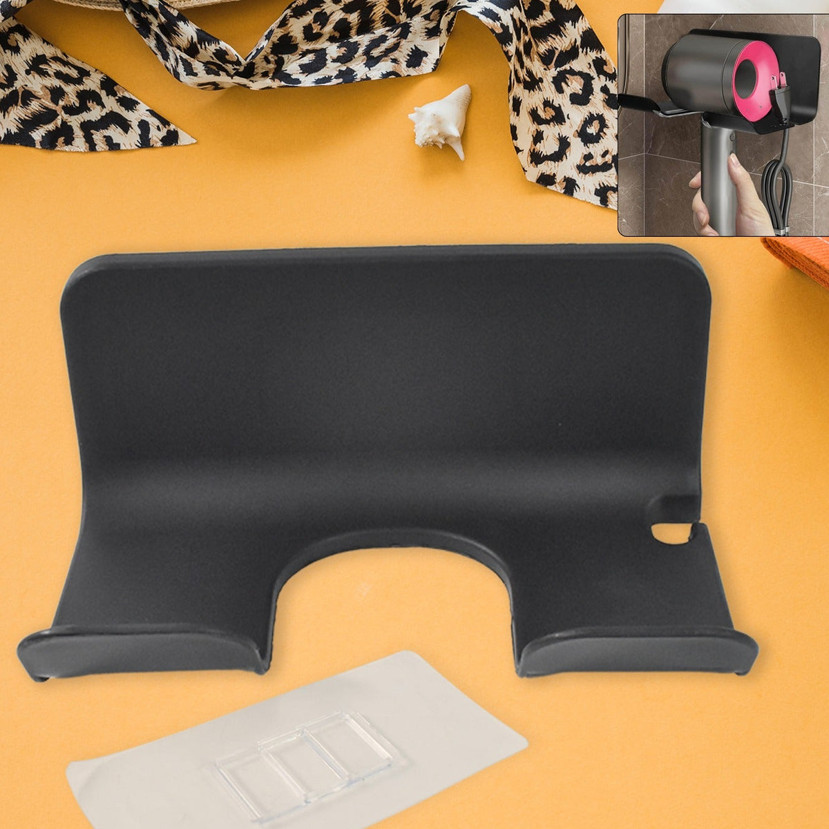 Wall Mounted Hair Dryer Holder - Plastic Organizer Rack for Bathroom & Bedroom - Happy Price - Image 1