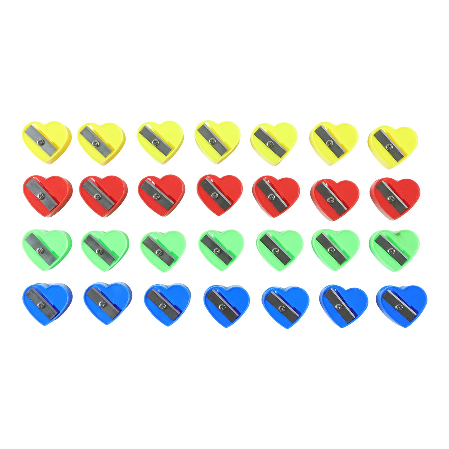 28 Pc Heart Shape Manual Pencil Sharpeners Set - Colorful Kids School Stationery - Great Price - Image 4