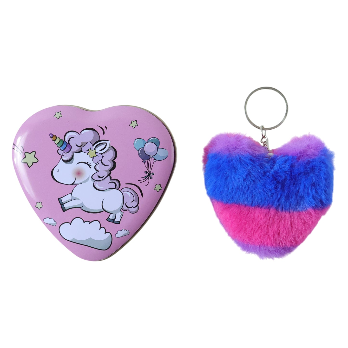 Heart Shape Gift Box Plush Keychain (2 Pc)