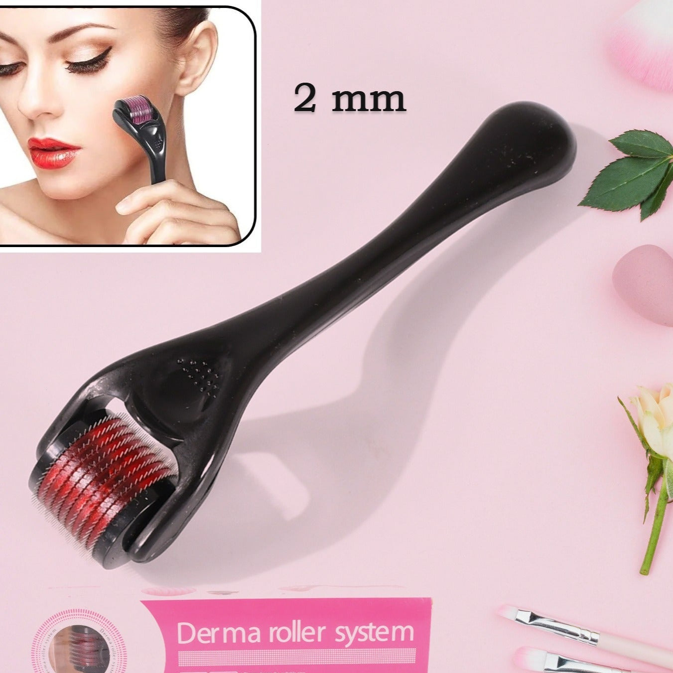 Derma Roller Anti Ageing And Facial Scrubs Polishes Scar Removal Hair Regrowth (2 Mm) - Happy Price - Image 1