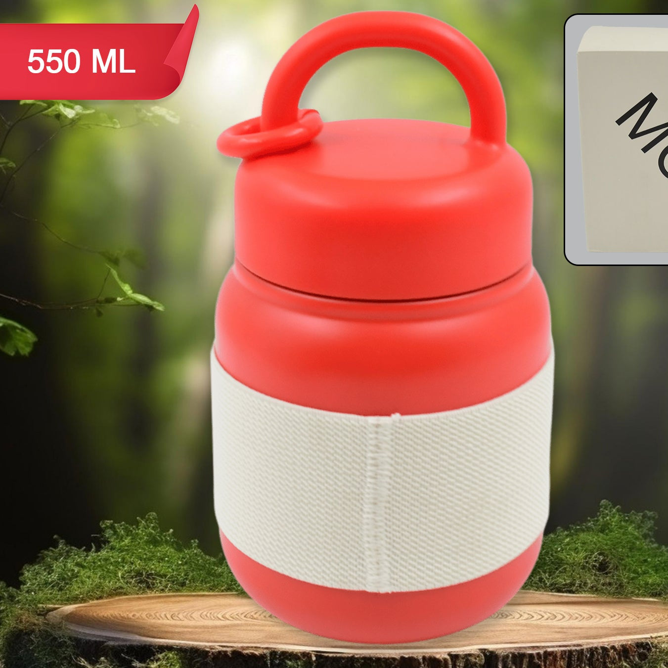 Stainless Steel Mug Bottle Vacuum Insulated Cup With Handle Rubber Grip (550 Ml) - Happy Price - Image 1